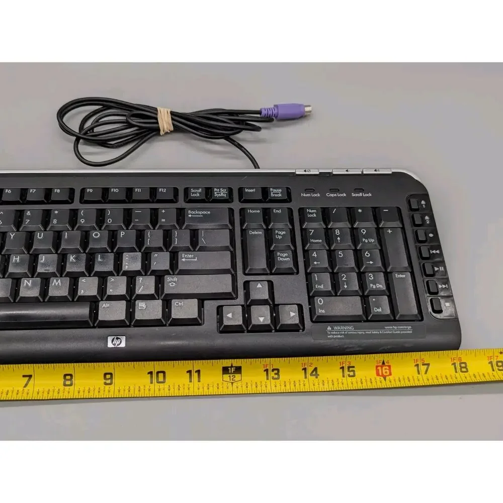 HP SK-2960 Wired PS/2 Black Keyboard Missing Right Leg Tested Works